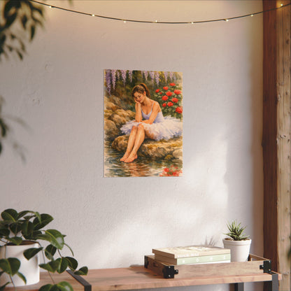 Ballerina by the Pond Watercolor Poster — Matte Textured Art Print