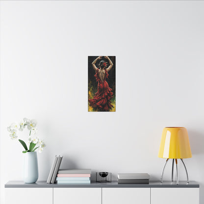 Flamenco Dancer Matte Canvas Wall Art — Stretched Red Dress Painting