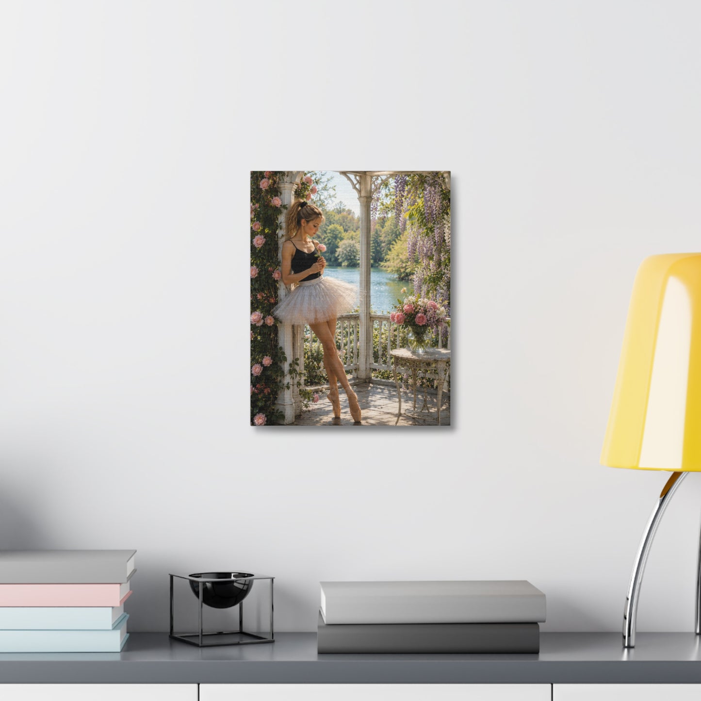 Ballet Ballerina Garden Stretched Canvas Wall Art – Romantic Dance Decor