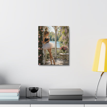 Ballet Ballerina Garden Stretched Canvas Wall Art – Romantic Dance Decor