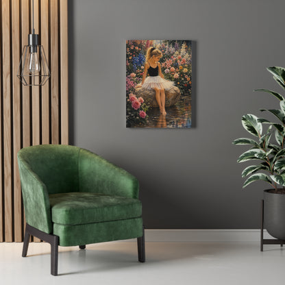 Ballet Girl in Flower Garden — Stretched Canvas Wall Art