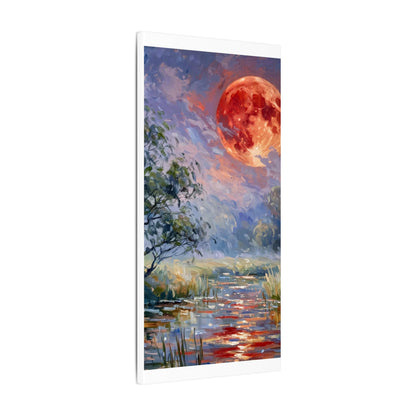 Red Moon Lake Matte Canvas Print — Stretched Wall Art