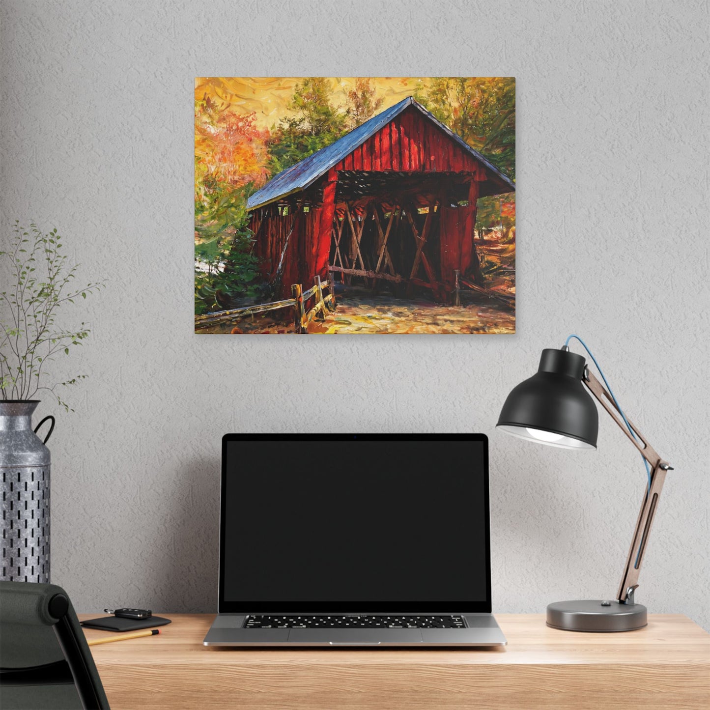 Covered Bridge Landscape Canvas