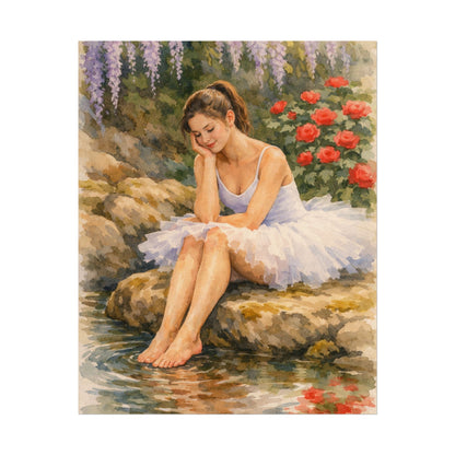 Ballerina by the Pond Watercolor Poster — Matte Textured Art Print