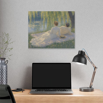 Impressionist Couples by the Lake — Classic Stretched Canvas Art Print