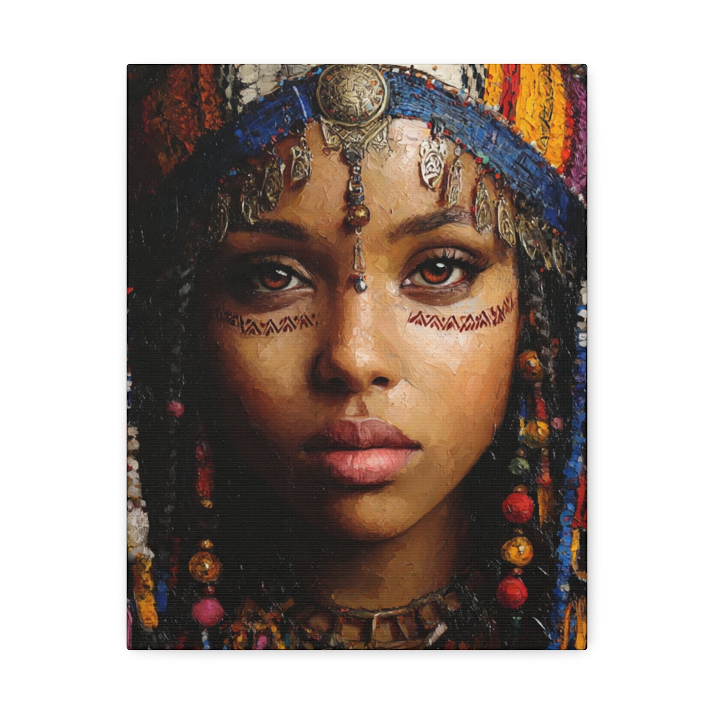 Boho Desert Princess Stretched Canvas Wall Art — Ethereal Tribal Portrait