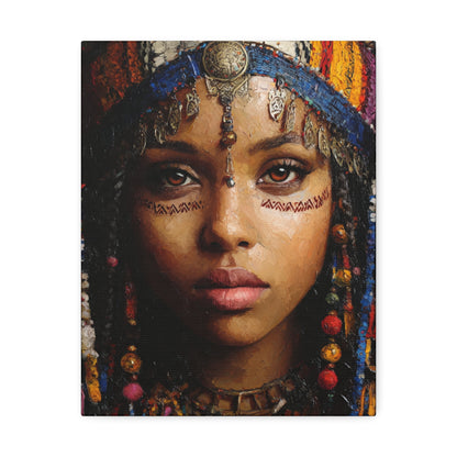 Boho Desert Princess Stretched Canvas Wall Art — Ethereal Tribal Portrait