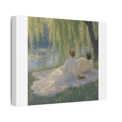 Impressionist Couples by the Lake — Classic Stretched Canvas Art Print
