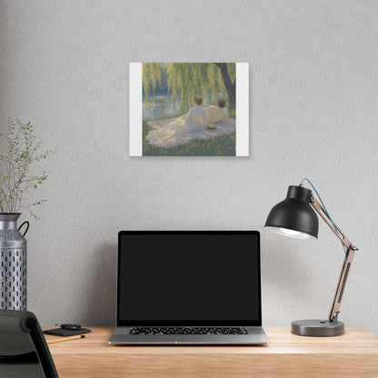 Impressionist Couples by the Lake — Classic Stretched Canvas Art Print
