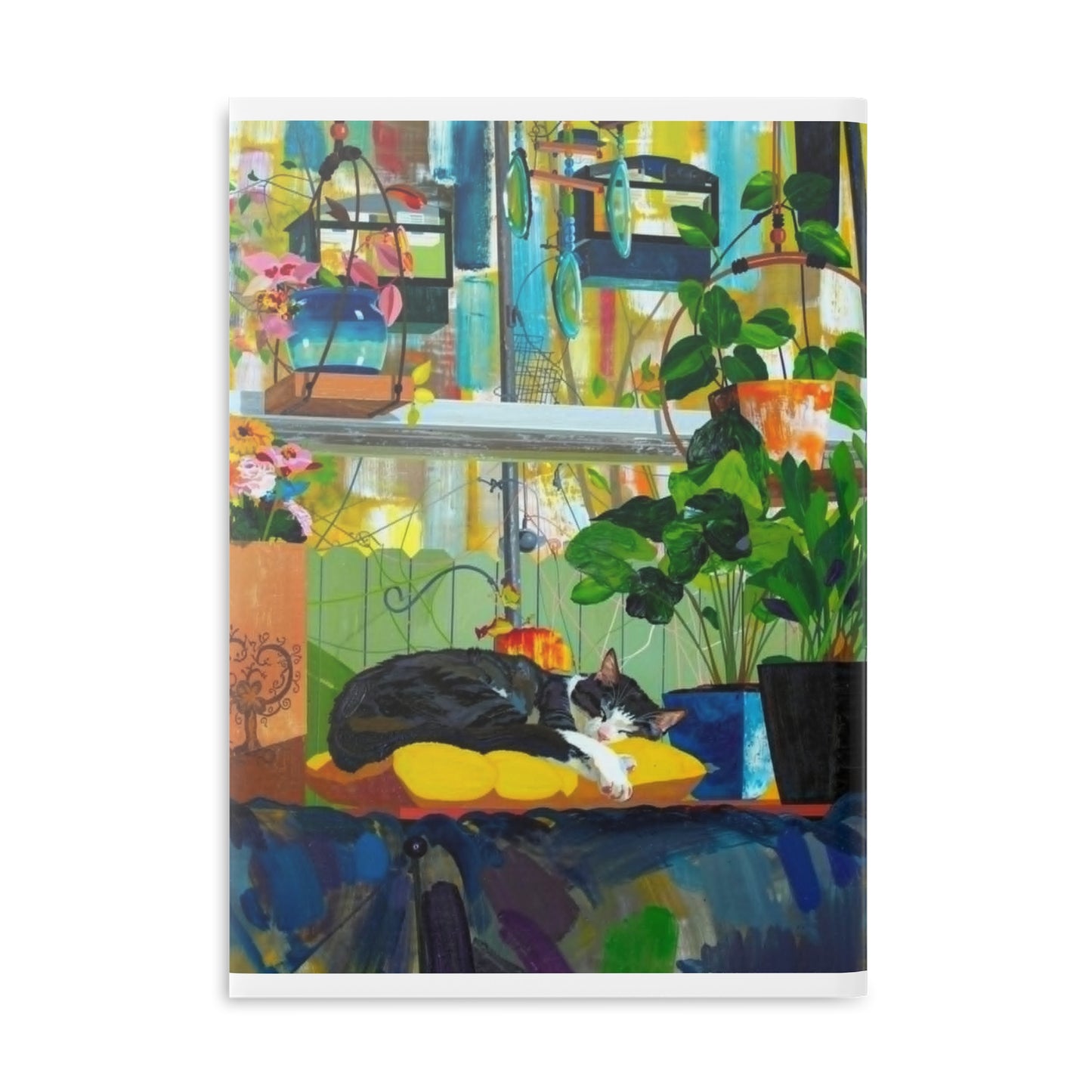 BonBon in the Garden Hardcover Notebook — Illustrated Cozy Cat Art Journal