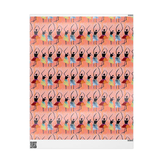 Ballerina Pattern Wrapping Paper — Pink Dance Gift Wrap (Reusable Gift Wrap)