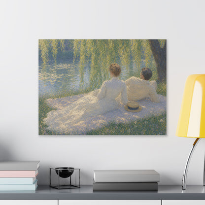 Impressionist Couples by the Lake — Classic Stretched Canvas Art Print