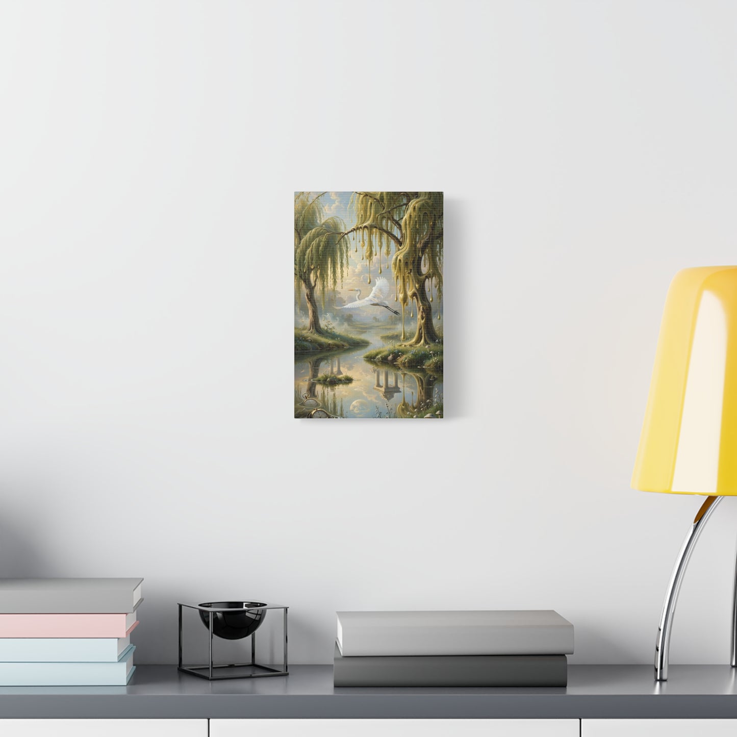Tranquil Willow Canvas Print — Dreamy Lake Landscape Wall Art