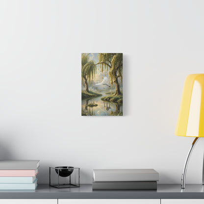 Tranquil Willow Canvas Print — Dreamy Lake Landscape Wall Art