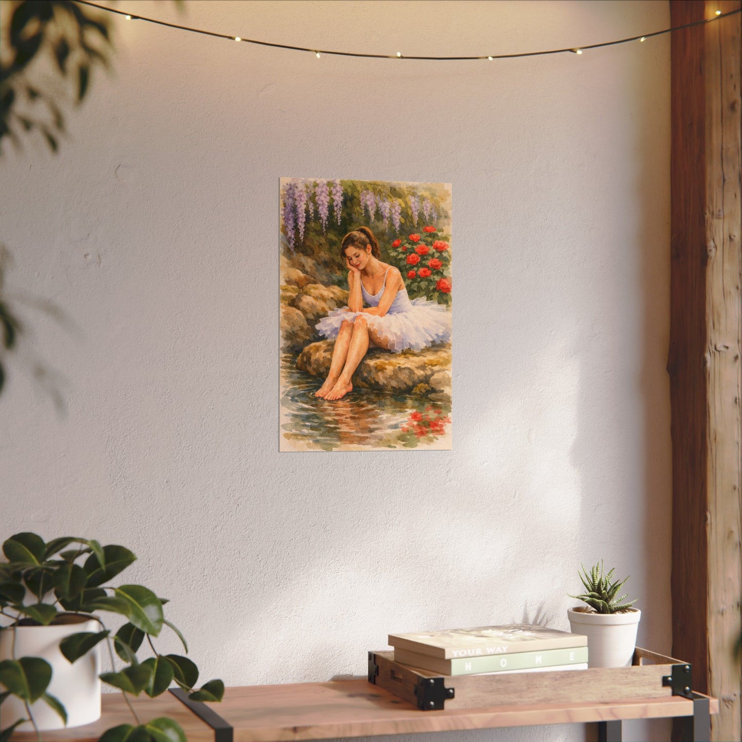 Ballerina by the Pond Watercolor Poster — Matte Textured Art Print